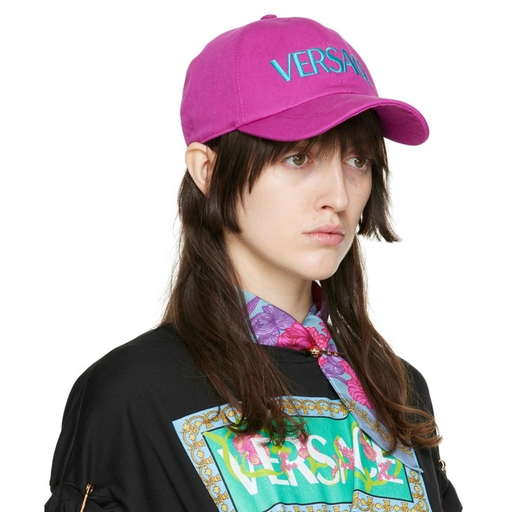 Versace Pink Logo Embroidered Baseball Cap Size 59 (US 7-3/8)NWOT